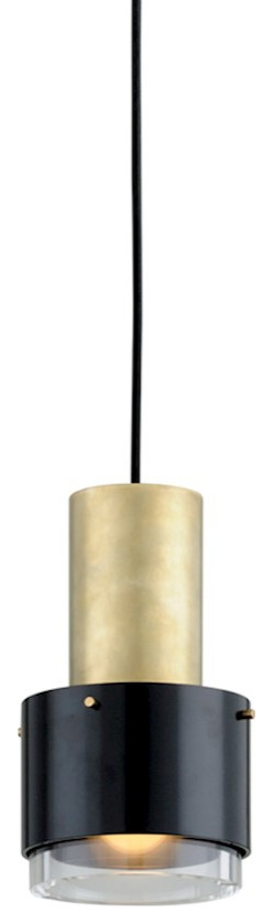 Corbett Melrose 1 Light Pendant, Vintage Brass/Clear