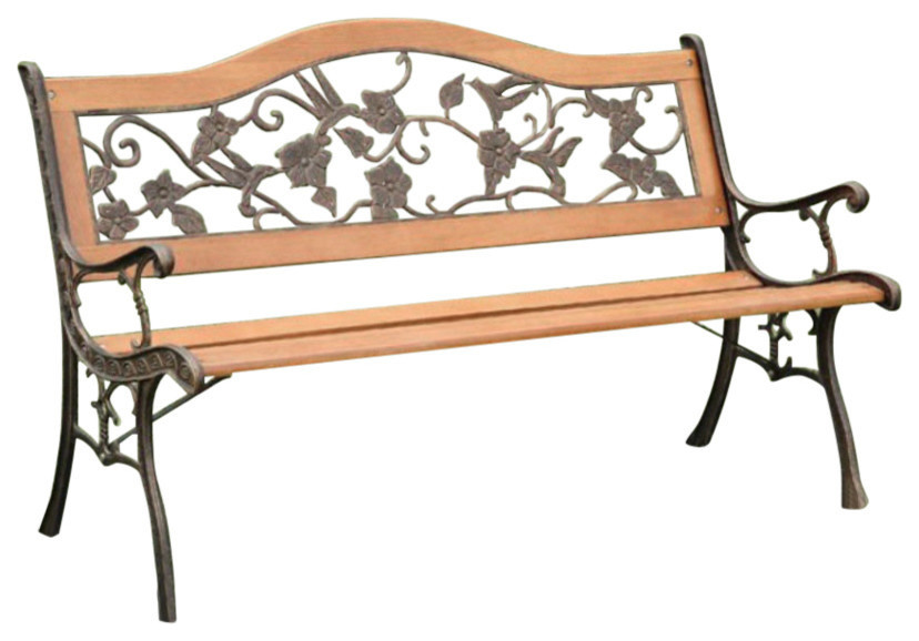 Alba Transitional Park Bench Antique Oak Traditional Outdoor