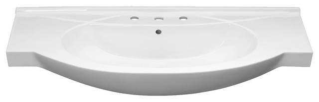 48" W x 20"D Isabelle Single Ceramic Sinktop, 8" Widespread Faucet Holes, White