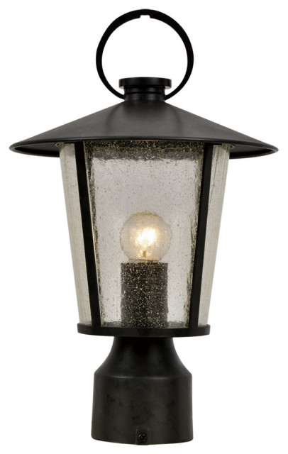 Crystorama Andover 1 Light Outdoor Lantern Post AND-9207-SD-MK - Matte Black