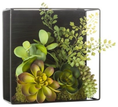 Threshold Faux Succulent and Fern Shadowbox