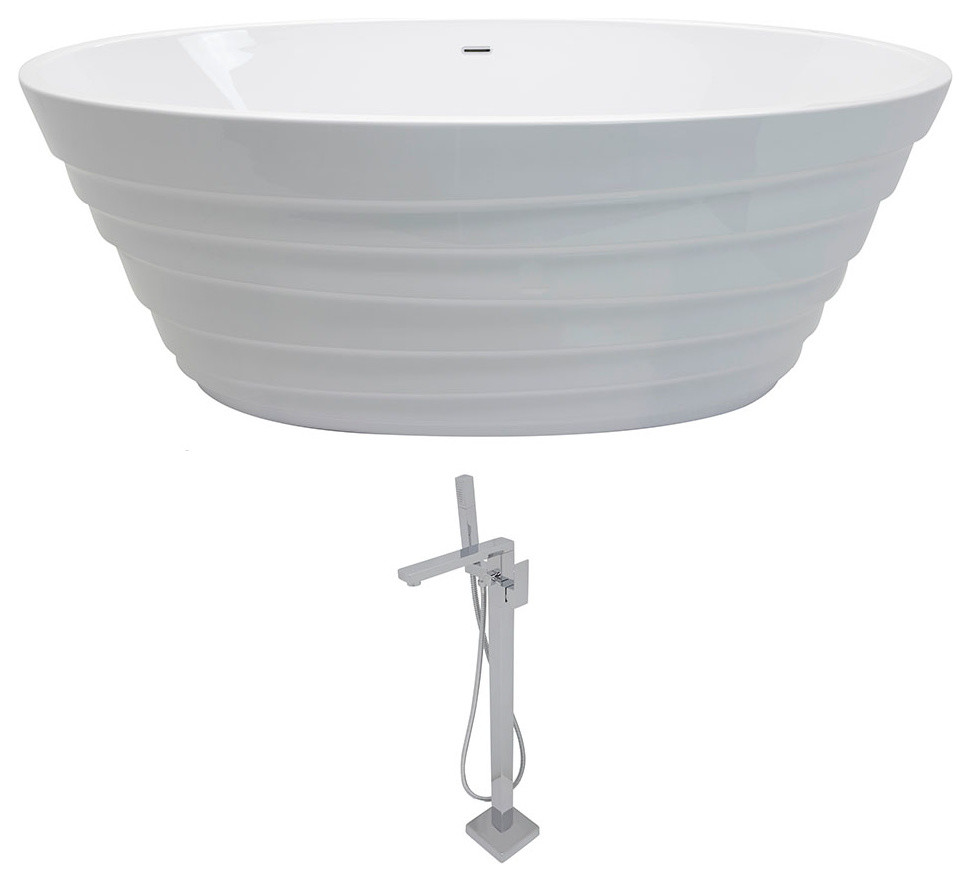 ANZZI Nimbus 5.6 ft. Acrylic Freestanding Bathtub with Dawn Faucet