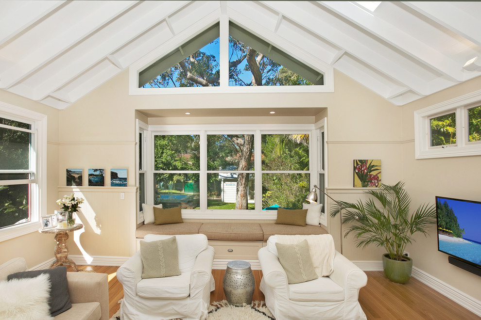 Photo of a beach style living room in Sydney.
