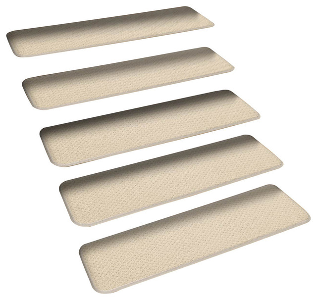 Set of 15 SkidResistant Carpet Stair Treads Ivory Cream Contemporary
