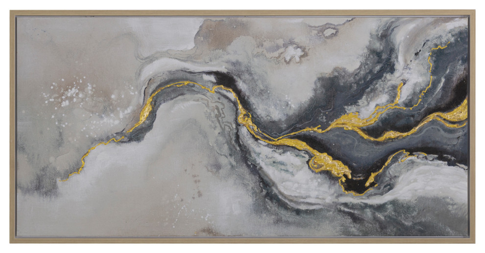 Yosemite Home Decor 'Fluid Motion II' 55x27" Wood Canvas Wall Art in