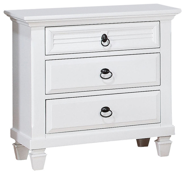 Acme Merivale 3 Drawer Nightstand White Traditional
