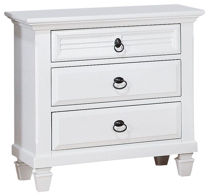 ACME Merivale 3Drawer Nightstand, White Traditional