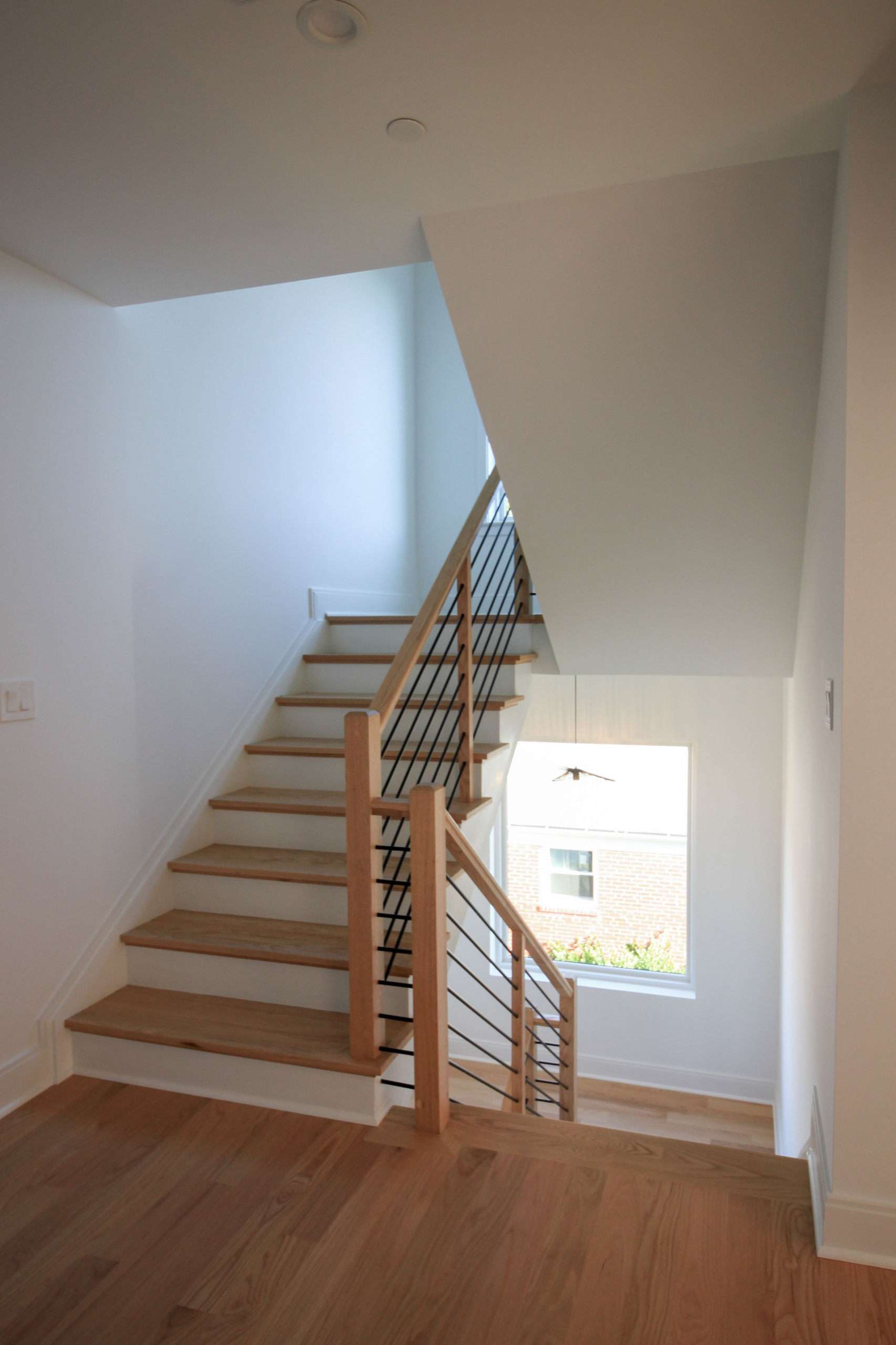 94_Neutral Color Floating Staircase with Metal Balusters, Bethesda MD 20817
