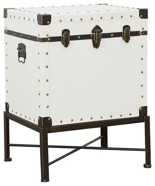 Nancy Accent With Nailhead Trim White Transitional Side