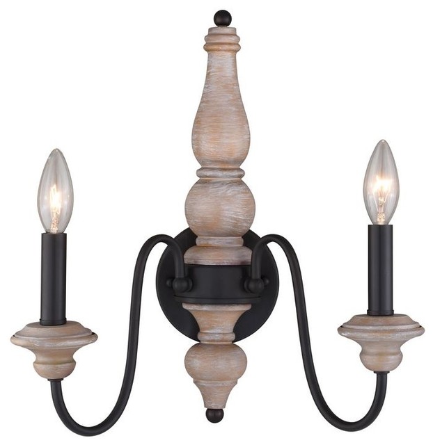 Georgetown Gray Wood And Bronze Farmhouse Candle Wall Sconce Light