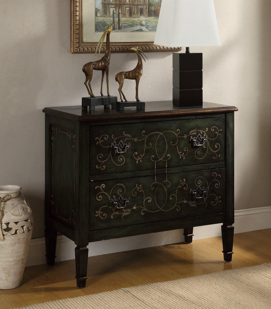 Coaster Traditional Accent Cabinet in Antique Green