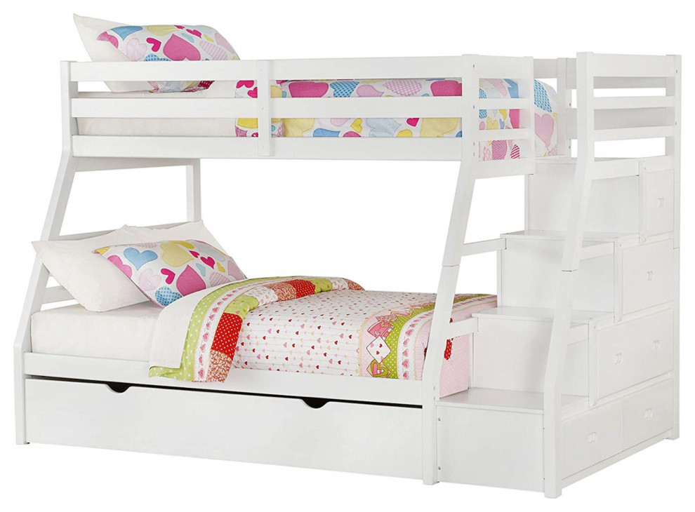 Ergode Twin/Full Bunk Bed With Storage Ladder & Trundle Transitional