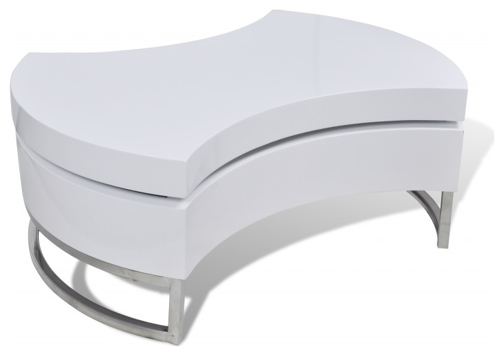Coffee Table ShapeAdjustable High Gloss White Contemporary Coffee