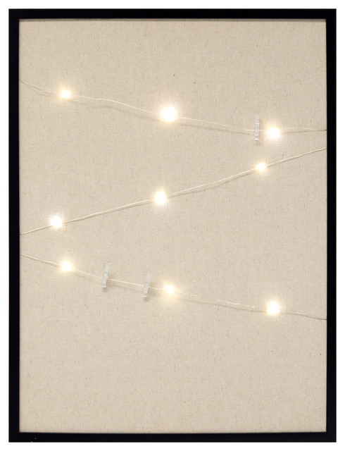 Gallery Solutions Black Burlap Pinboard With Photo Clip Firefly String Lights