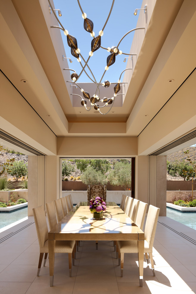 Design ideas for a contemporary patio in Las Vegas with tile.