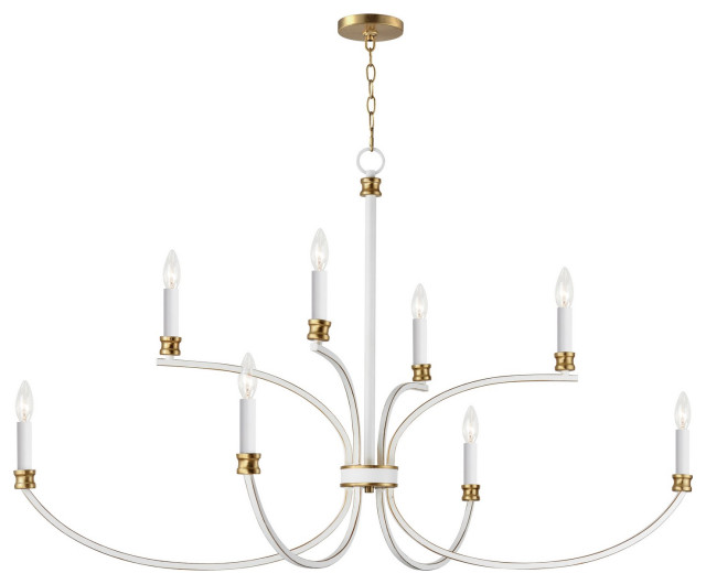 Charlton Eight Light Chandelier in Weathered White/Gold Leaf