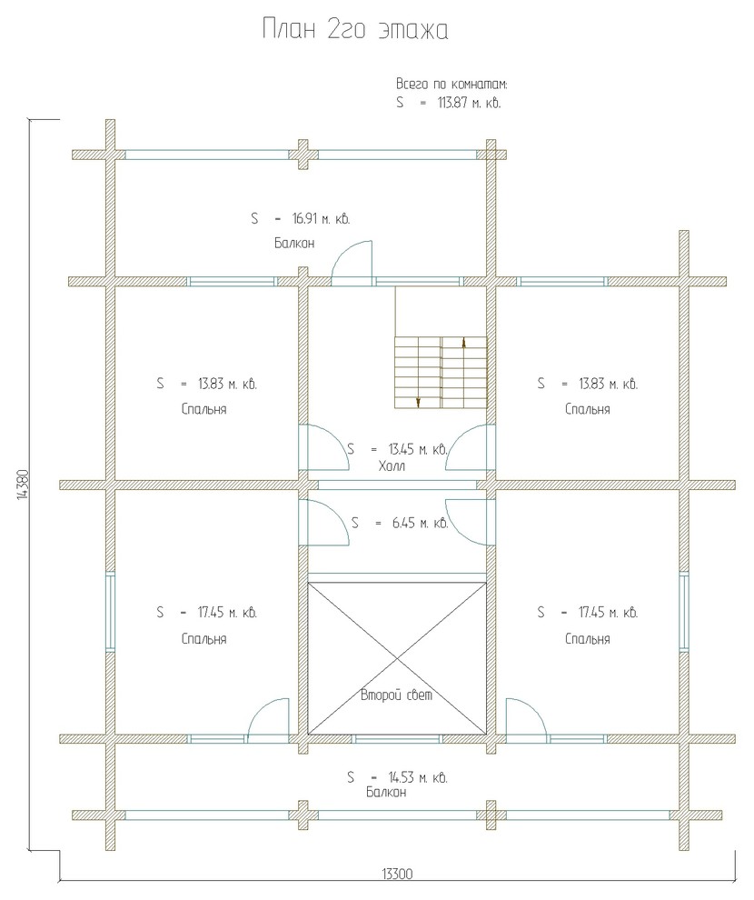 Двухэтажный дом 237м2 из бруса 180х180 — проект 281