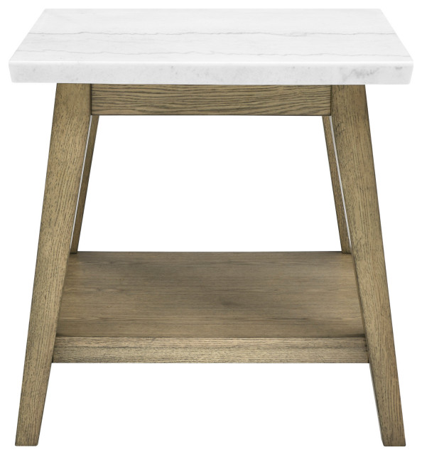 Vida White Marble Top Square End Table Transitional Side Tables And