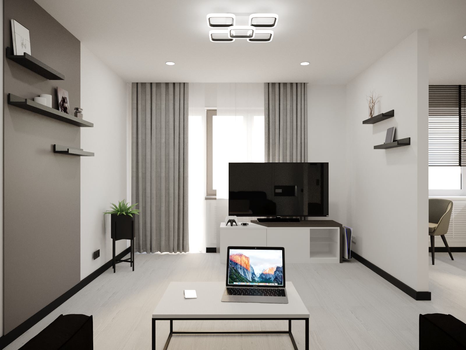 Проект для молодого человека-спортсмена в стиле "White minimalism"