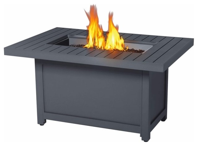 Hamptons Grey Gas Fire Table Rectangular Transitional Fire Pits By Buildcom Houzz
