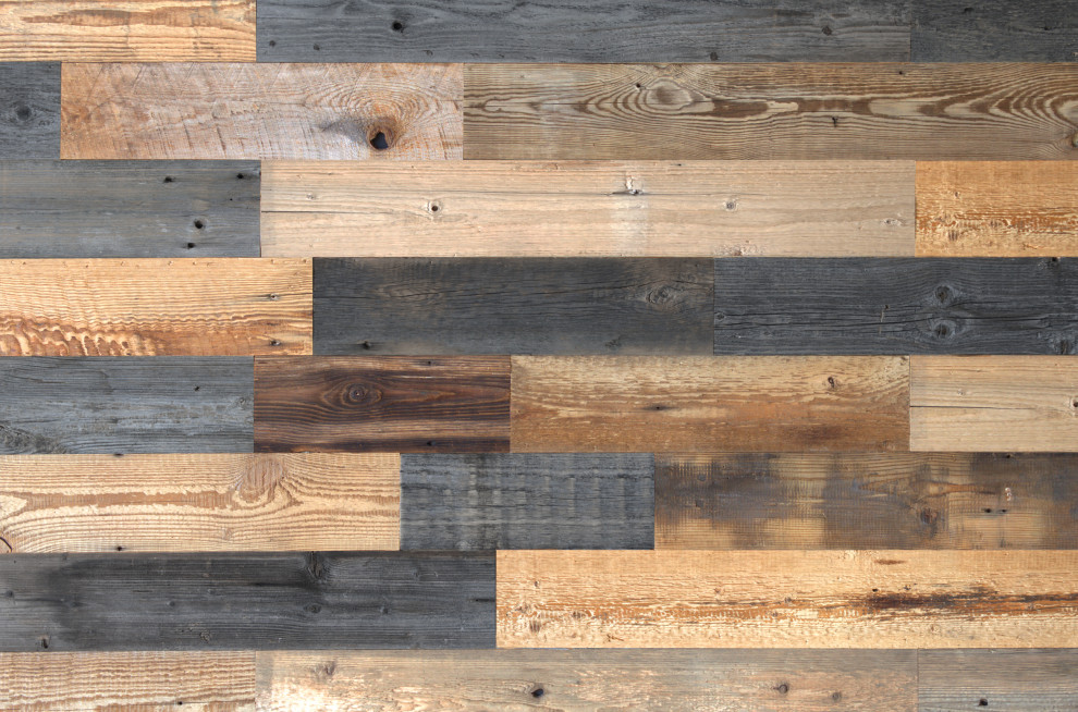Reclaimed Wood Planks for Walls and Ceilings, 19.5 sq. ft, Grey/Brown