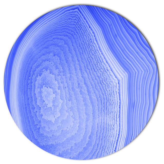 Dark Blue Agate Structure, Modern Abstract Round Metal Wall Art, Disc of 11 inch Contemporary