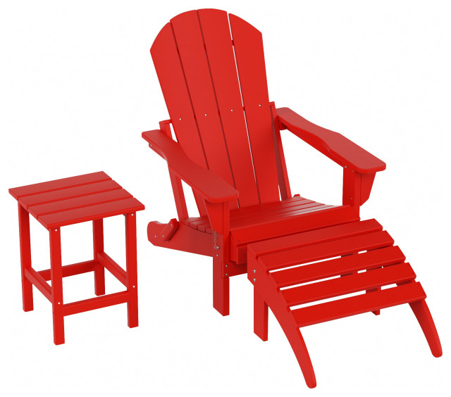 WestinTrends 3PC Outdoor Adirondack Patio Chair w/ Ottoman and Side