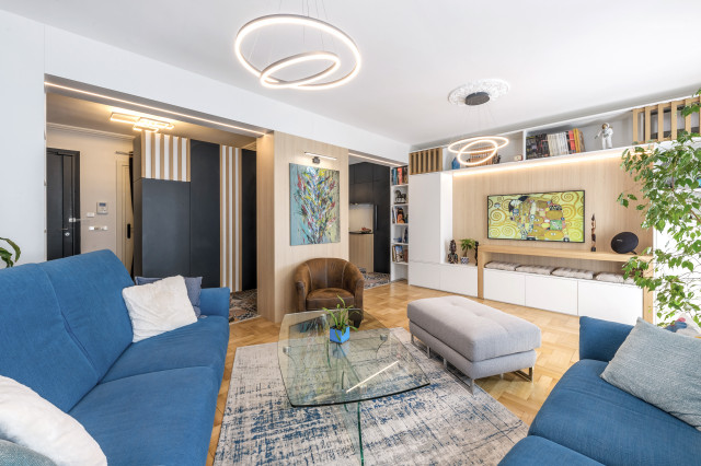 Patchwork contemporary-vardagsrum