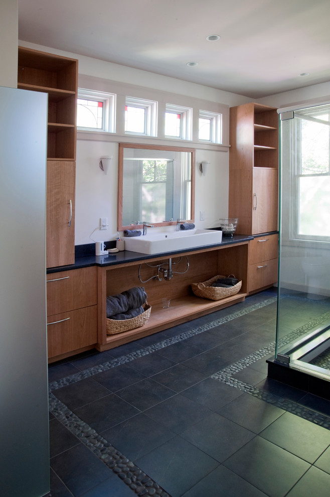 Photo of a contemporary bathroom in Boston.