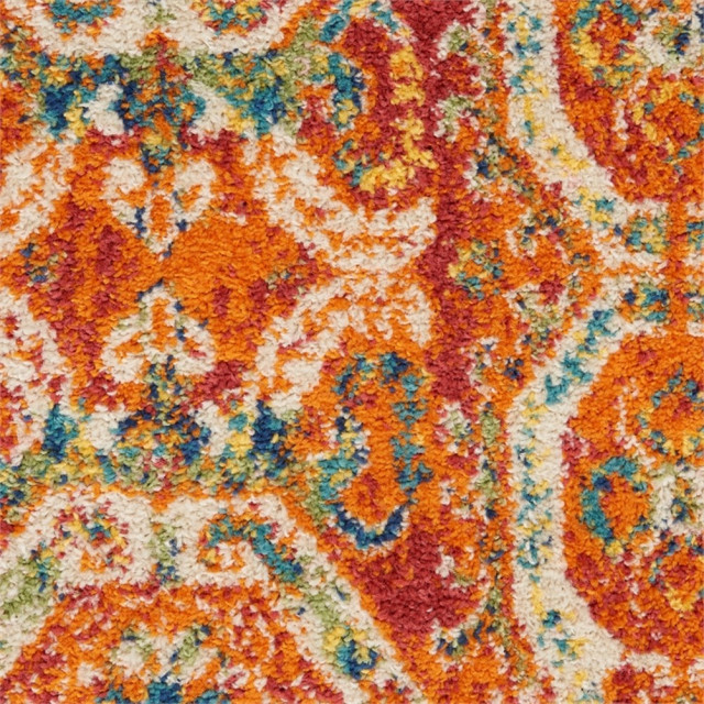 Nourison Allur 108x144" Rectangle Transitional Fabric Area Rug in Red