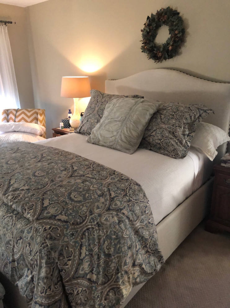 wall decor above a curved headboard