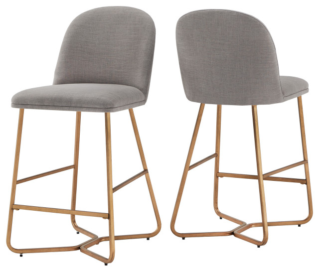 Paris Linen Upholstered Counter & Bar Chairs, Set of 2 Contemporary