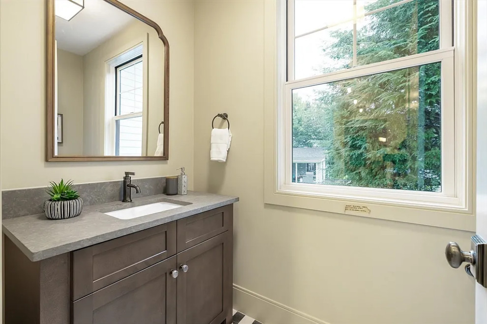 Inspiration for a transitional home design remodel in Boston