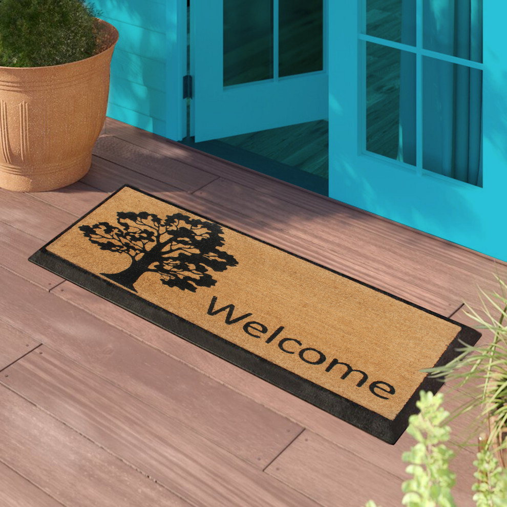 A1HC Designer HandCrafted Rubber Coir Double/Single Door Mat, 24"x48