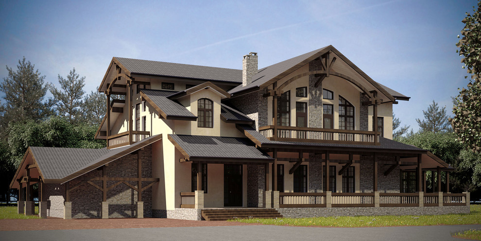 Современный дом в стиле кантри со стороны входа