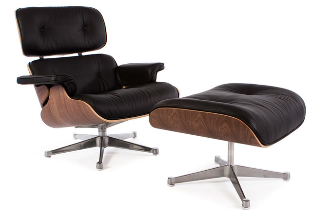 Special Lounge Chair And Ottoman Walnut Genuine Aniline Leather