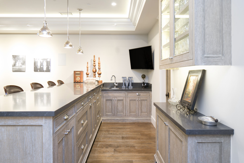 Example of a transitional basement design in Orange County