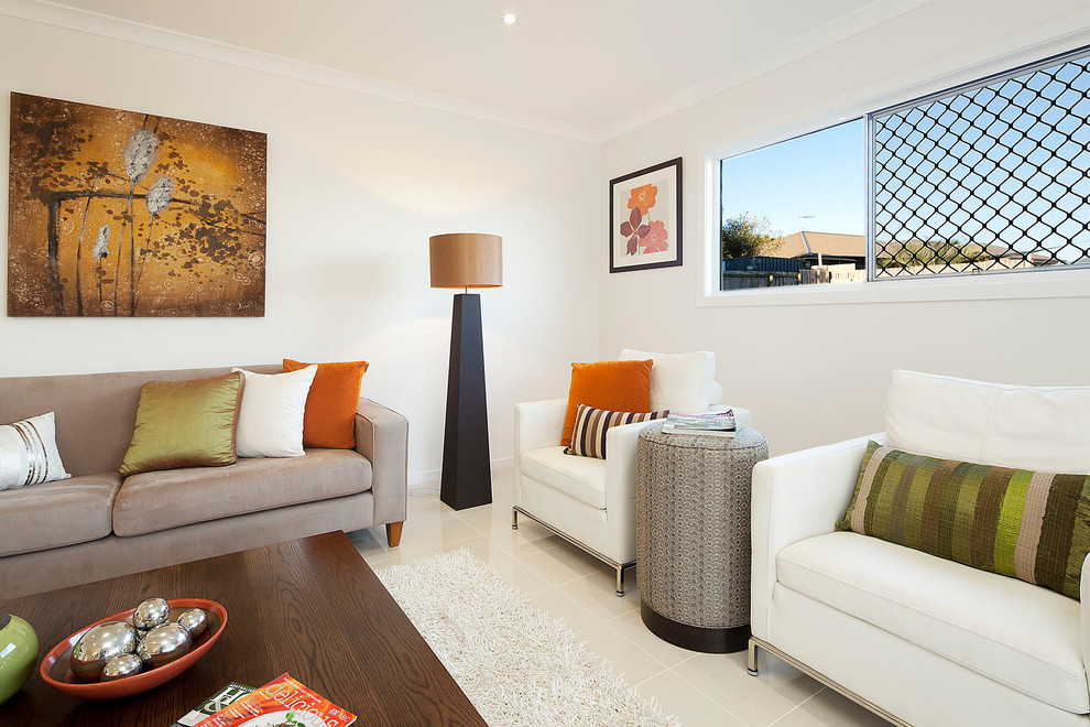 Photo of a transitional living room in Brisbane.
