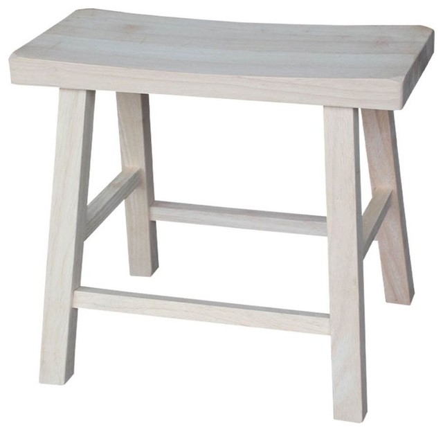 Unfinished Vanity Stool With Saddle Seat Farmhouse Stools Unfinished Vanity Stool With Saddle Seat