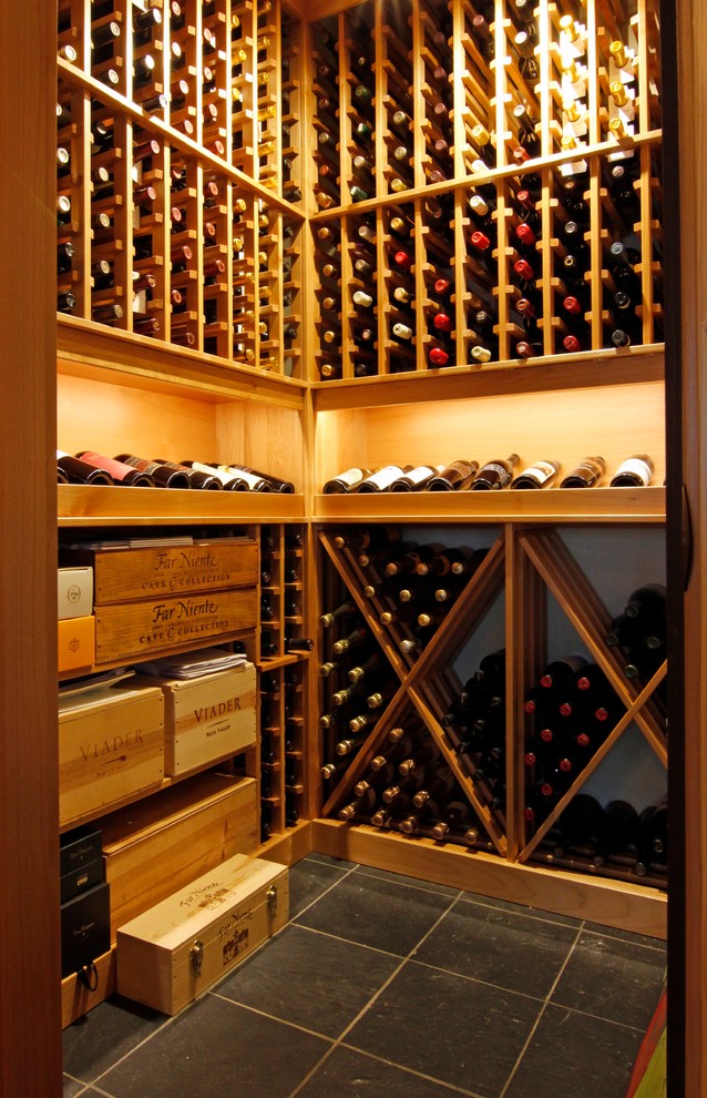 Inspiration for a transitional wine cellar in Seattle.