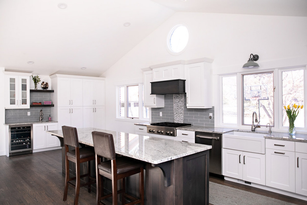 Example of a transitional kitchen design in Denver