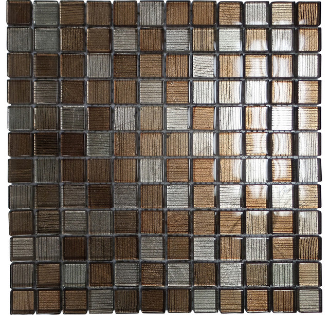 Brown And Chrome Metallic Stripped Gl Mosaic Tiles 11 Sheets Gl Mosaic Tiles