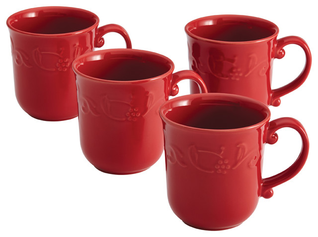 Paula Deen Signature Dinnerware Spiceberry Red 4-piece Mug Set