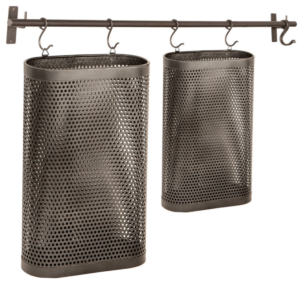 Perforated Iron Oval Wall Basket Rack, 17"