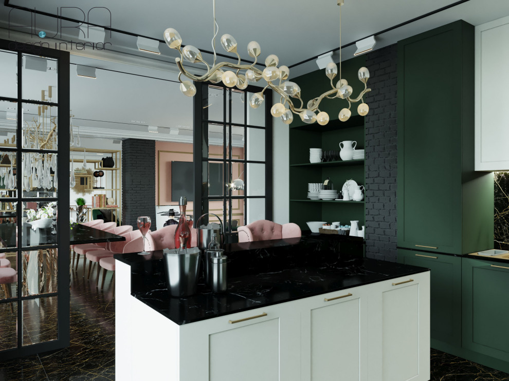 Дизайн кухни гостиной в загородном доме