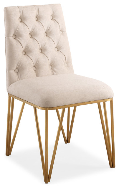 Lexi Cream Textured Velvet Dining Chair, Set of 2 - Contemporary