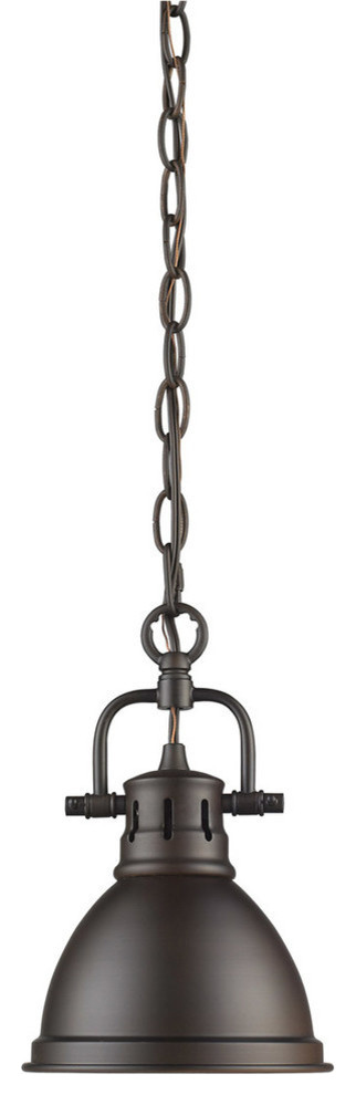 Duncan Mini Pendant With Chain, Rubbed Bronze With Rubbed Bronze Shade