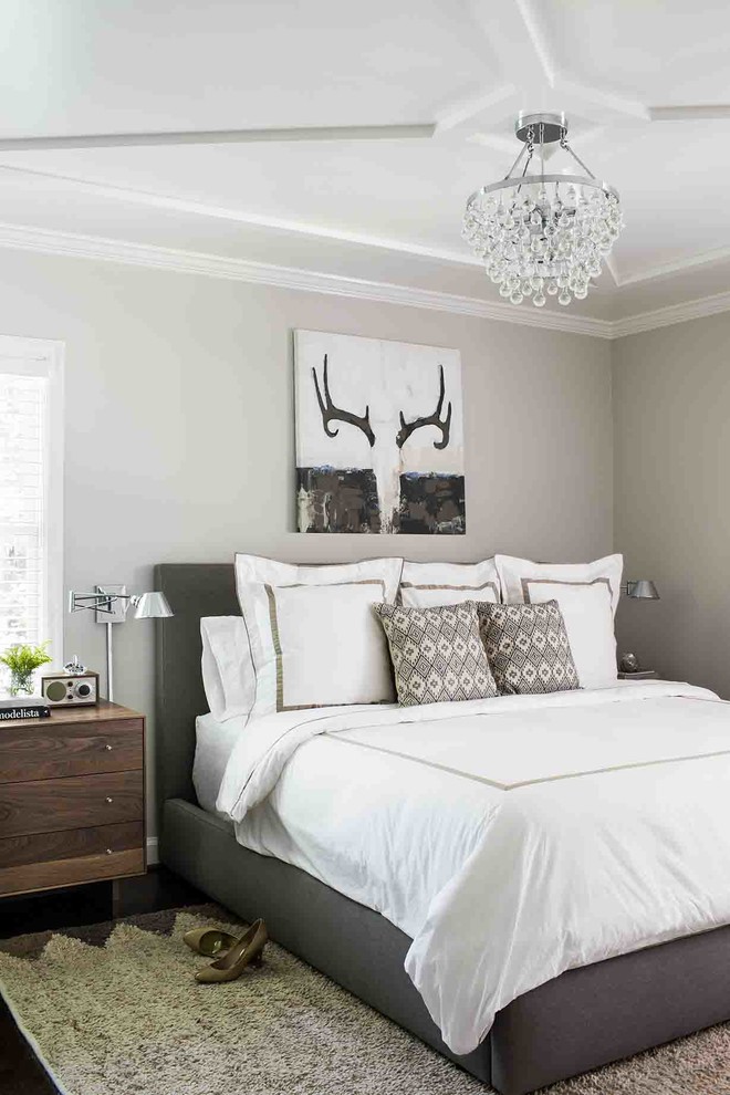 This is an example of a mid-sized transitional bedroom in Atlanta with grey walls.