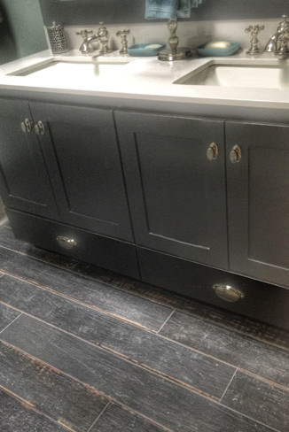 Bathroom - transitional bathroom idea in Phoenix with shaker cabinets, dark wood cabinets and an undermount sink