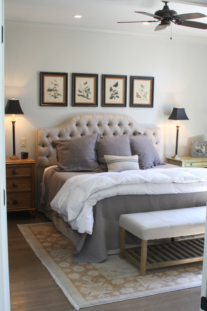 Design ideas for a transitional bedroom in Kansas City.